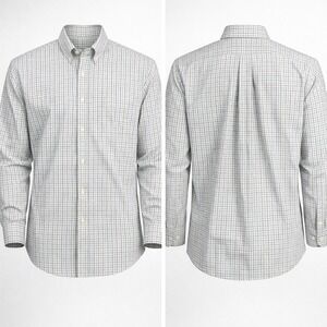 Eddie Bauer Shirt Mens 2XL Burgundy/White Checks Relaxed Fit Wrinkle Free